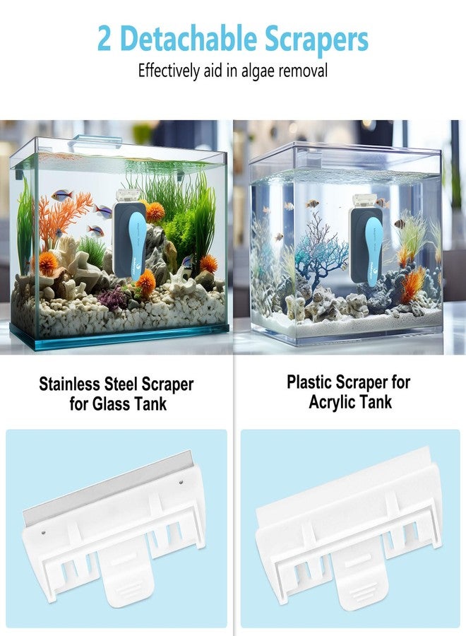 fishkeeper Aquarium Magnetic Glass Cleaner, Fish Tank Algae Magnet Cleaning Tool with Algae Scraper for Glass Aquariums Tank, Floating Scrubber Brush, 2 Detachable Scrapers, Medium - Image 3